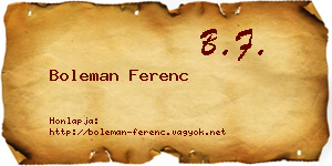 Boleman Ferenc névjegykártya